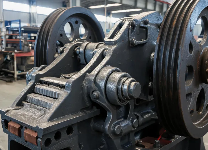 Jaw crusher chamber and toggle plate assembly